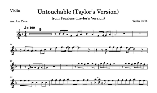 Untouchable (Violin Sheet Music)