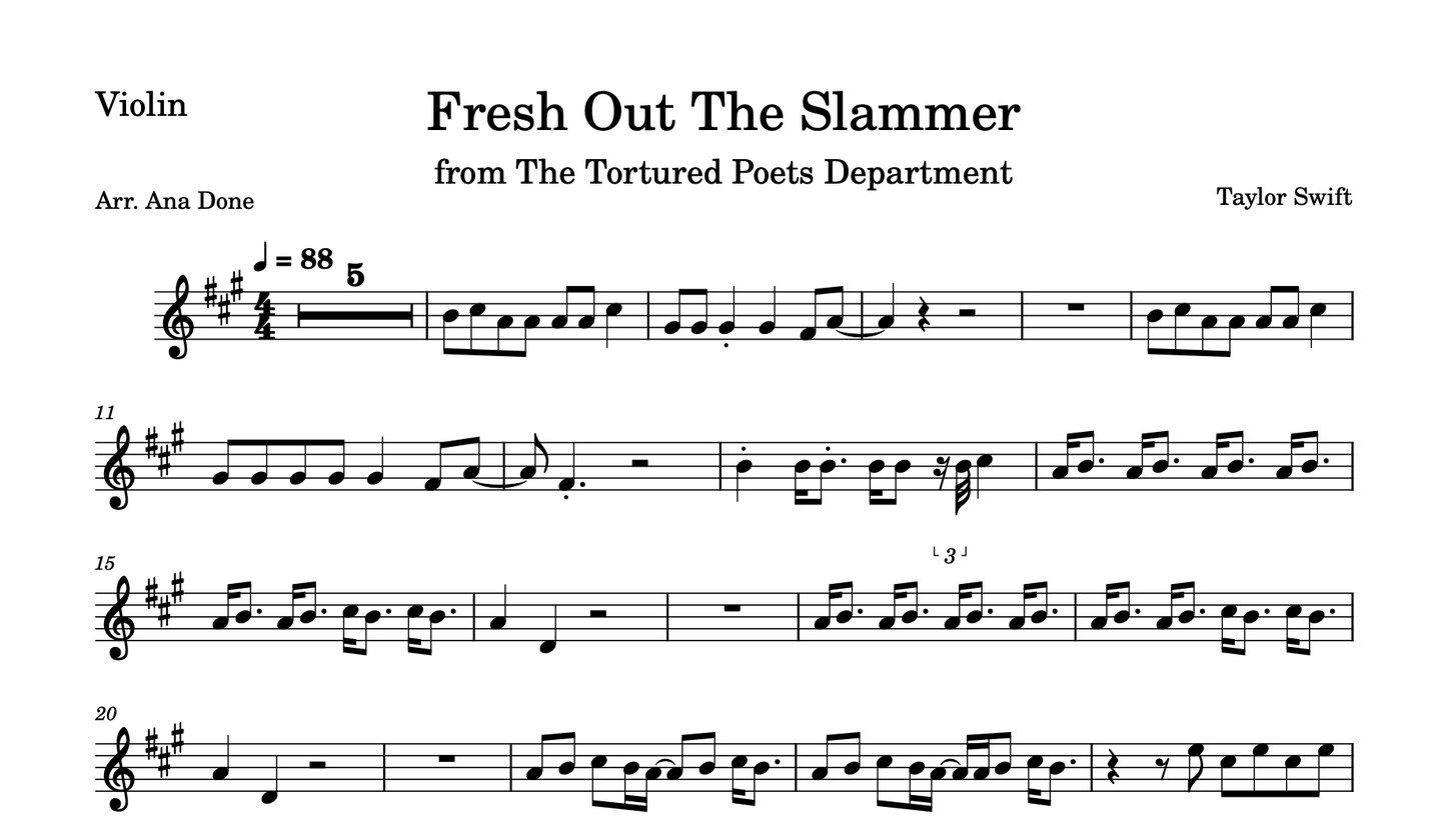 Fresh Out The Slammer (Violin Sheet Music)