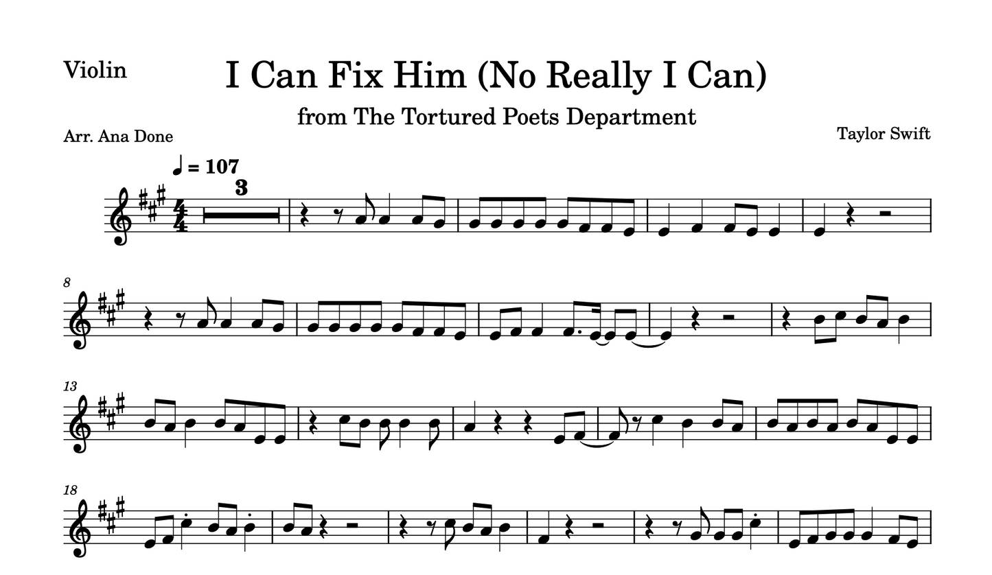 I Can Fix Him (No Really I Can) Violin Sheet Music