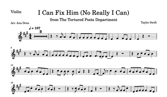 I Can Fix Him (No Really I Can) Violin Sheet Music