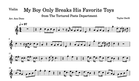 My Boy Only Breaks His Favorite Toys (Violin Sheet Music)