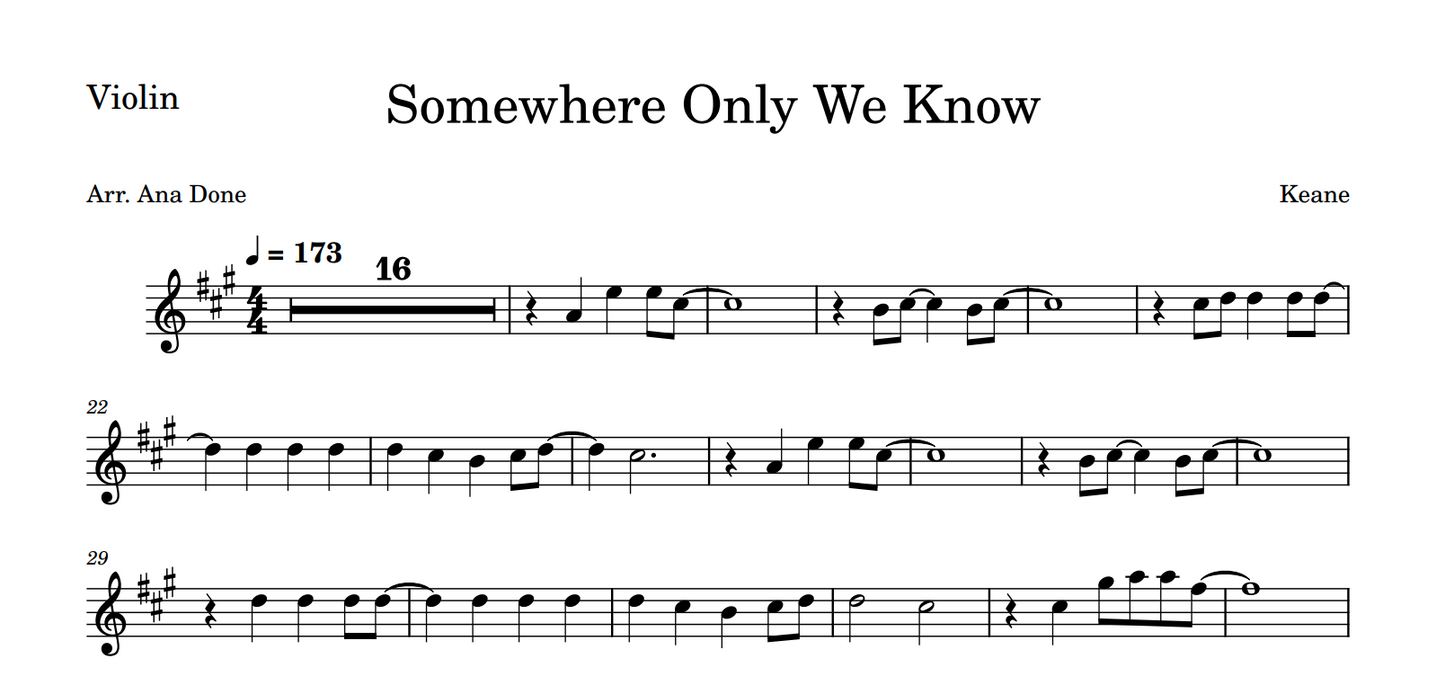 Somewhere Only We Know (Wedding Violin Version)