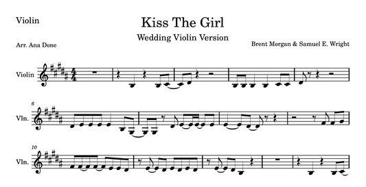 Kiss The Girl (Wedding Violin Sheet Music)