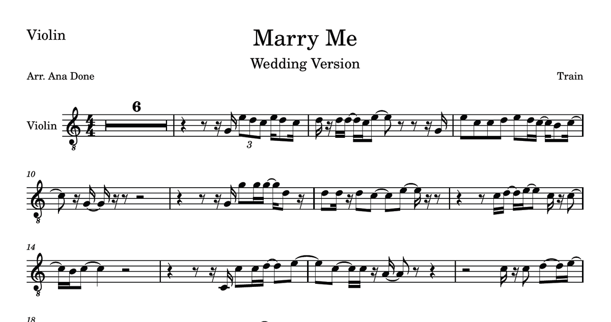 Marry Me (Wedding Violin Sheet Music)