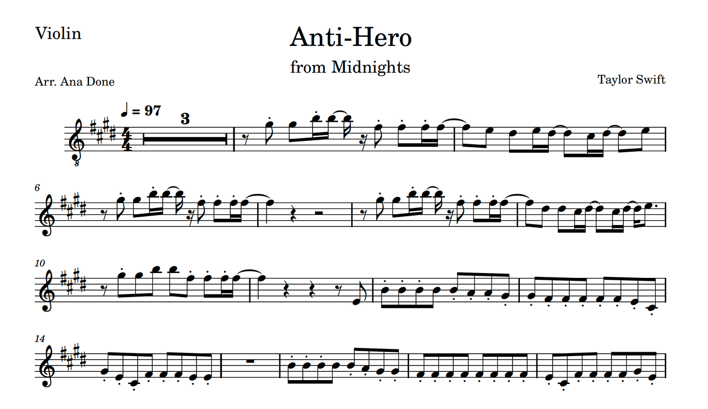 Anti-Hero (Violin Sheet Music)