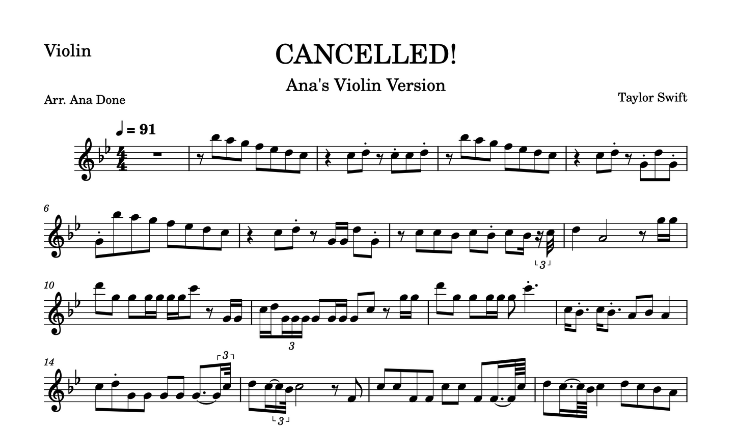CANCELLED! (Violin Sheet Music)