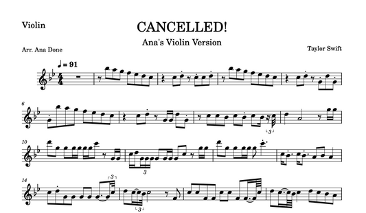 CANCELLED! (Violin Sheet Music)