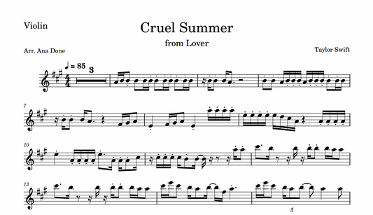 Cruel Summer (Violin Sheet Music)