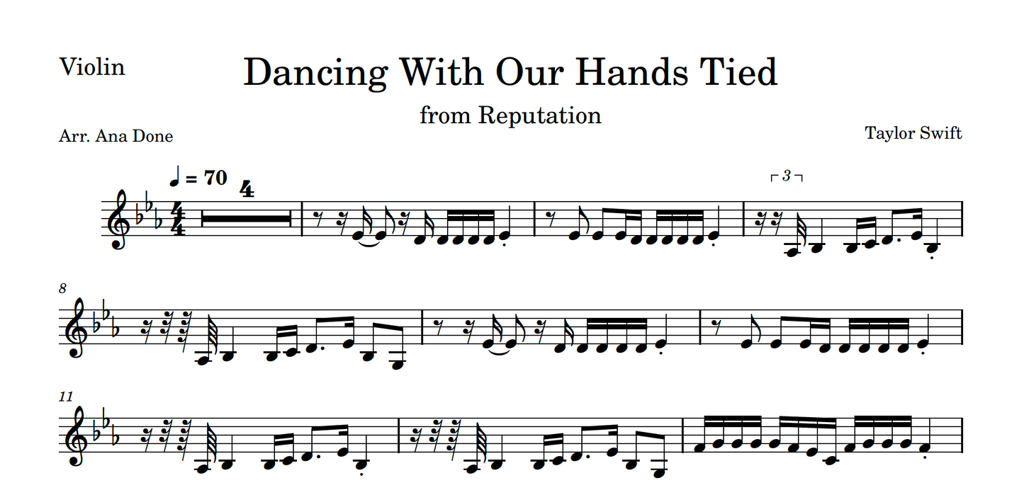 Dancing With Our Hands Tied (Violin Sheet Music)