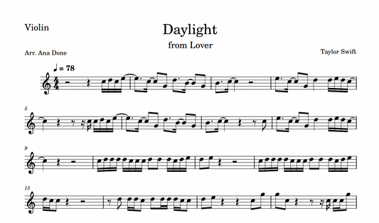Daylight (Wedding Violin Sheet Music)