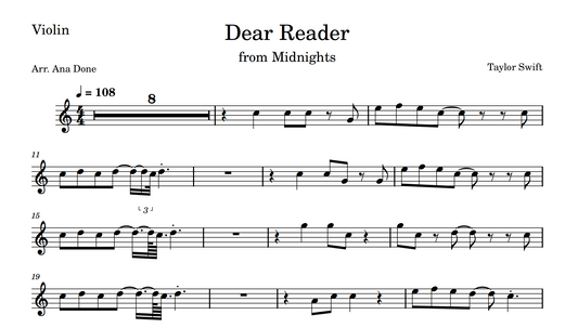 Dear Reader (Violin Sheet Music)