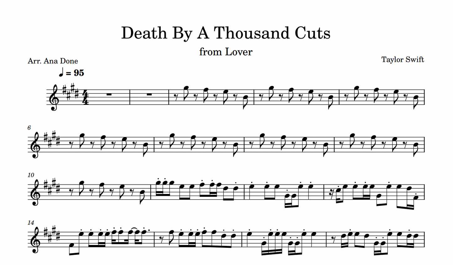 Death By A Thousand Cuts (Violin Sheet Music)