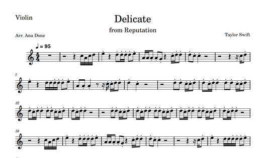 Delicate (Wedding Violin Sheet Music)