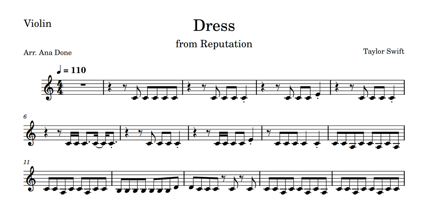 Dress (Wedding Violin Sheet Music)