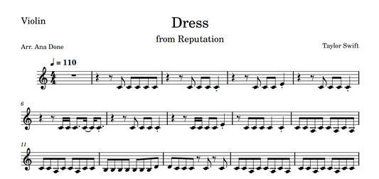 Dress (Wedding Violin Sheet Music)