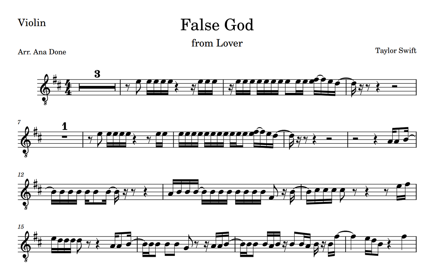 False God (Violin Sheet Music)