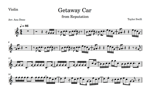 Getaway Car (Violin Sheet Music)