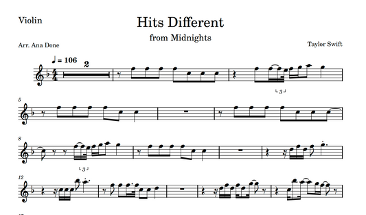 Hits Different (Violin Sheet Music)