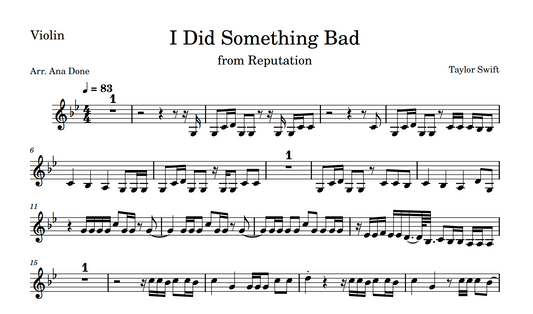 I Did Something Bad (Violin Sheet Music)