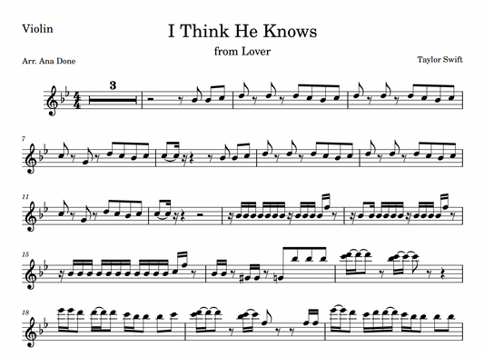 I Think He Knows (Violin Sheet Music)