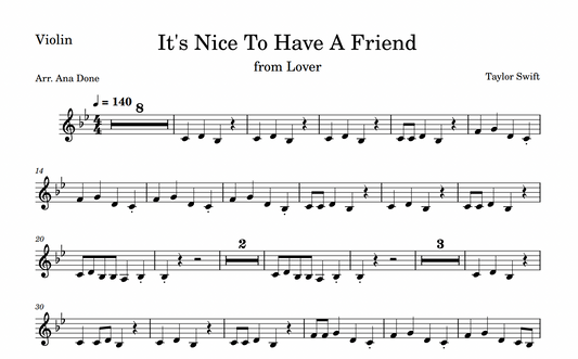 It's Nice To Have A Friend (Violin Sheet Music)