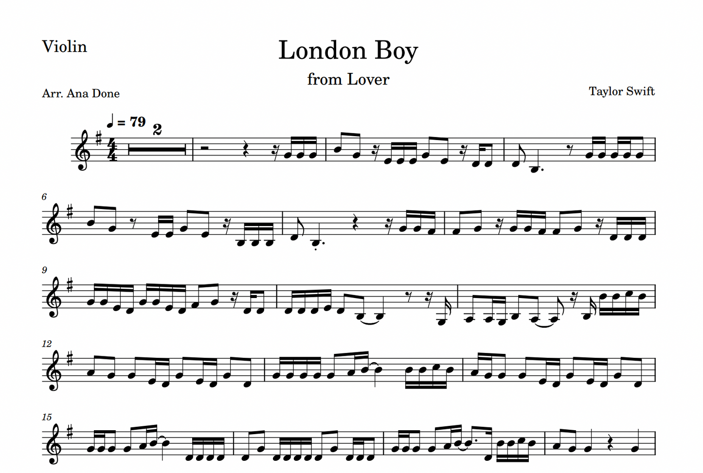 London Boy (Violin Sheet Music)
