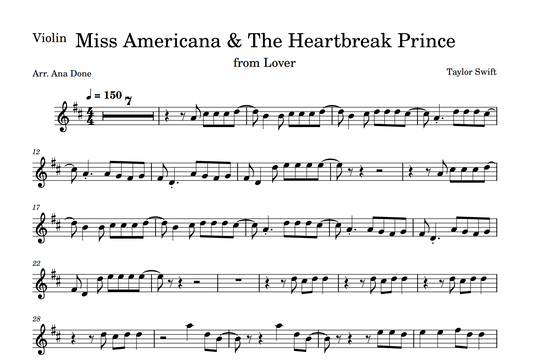 Miss Americana & The Heartbreak Prince (Violin Sheet Music)