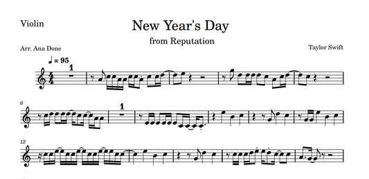 New Year's Day (Wedding Violin Sheet Music)