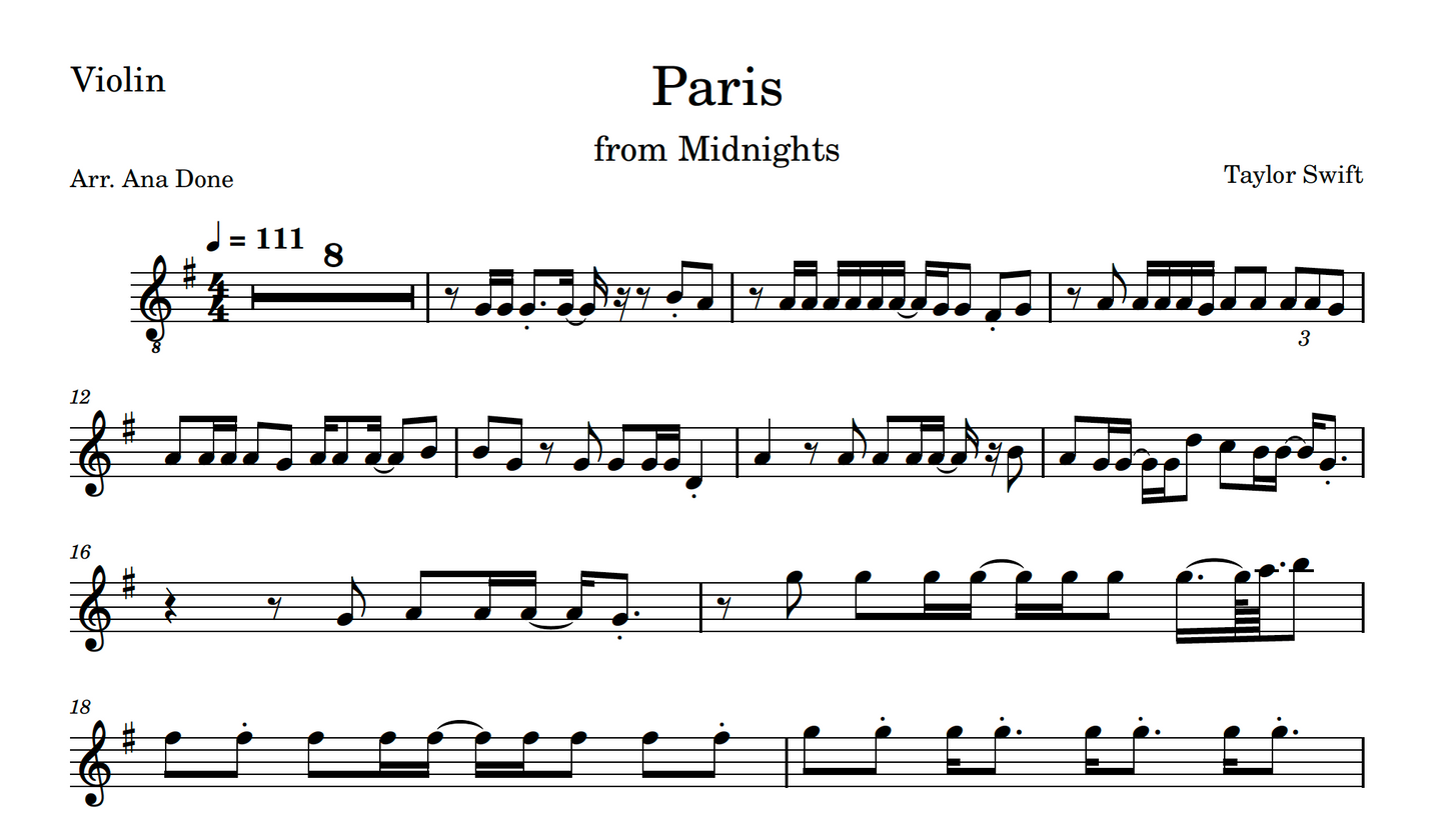 Paris (Violin Sheet Music)
