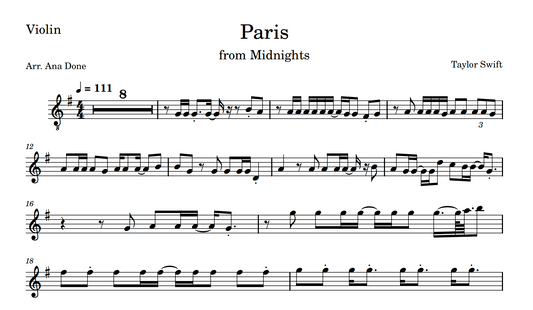 Paris (Violin Sheet Music)