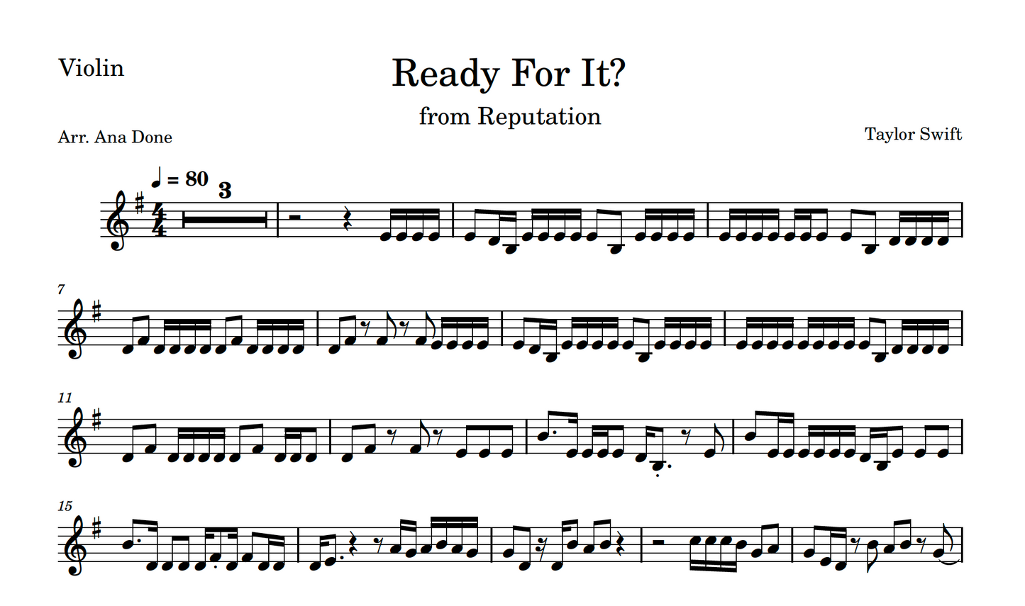 Ready For It? (Violin Sheet Music)