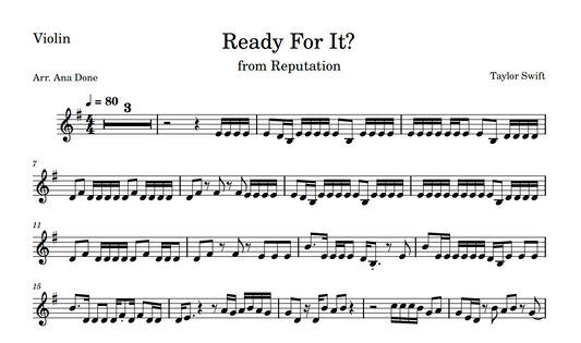 Ready For It? (Violin Sheet Music)