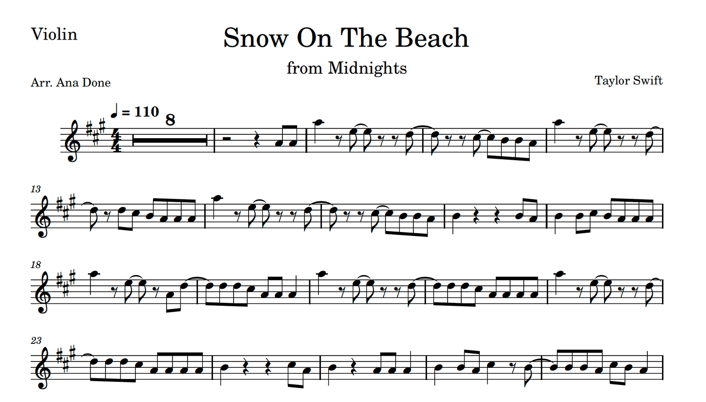 Snow On The Beach (Wedding Violin Sheet Music)