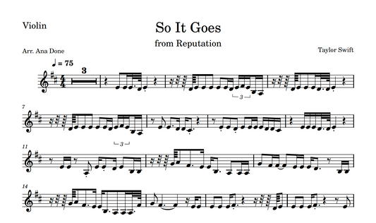 So It Goes (Wedding Violin Sheet Music)