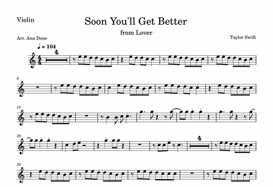 Soon You'll Get Better (Violin Sheet Music)