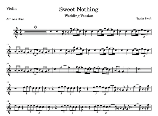 Sweet Nothing (Wedding Violin Sheet Music)