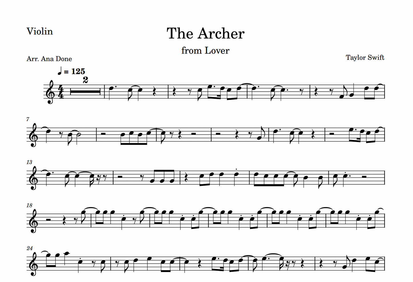 The Archer (Violin Sheet Music)