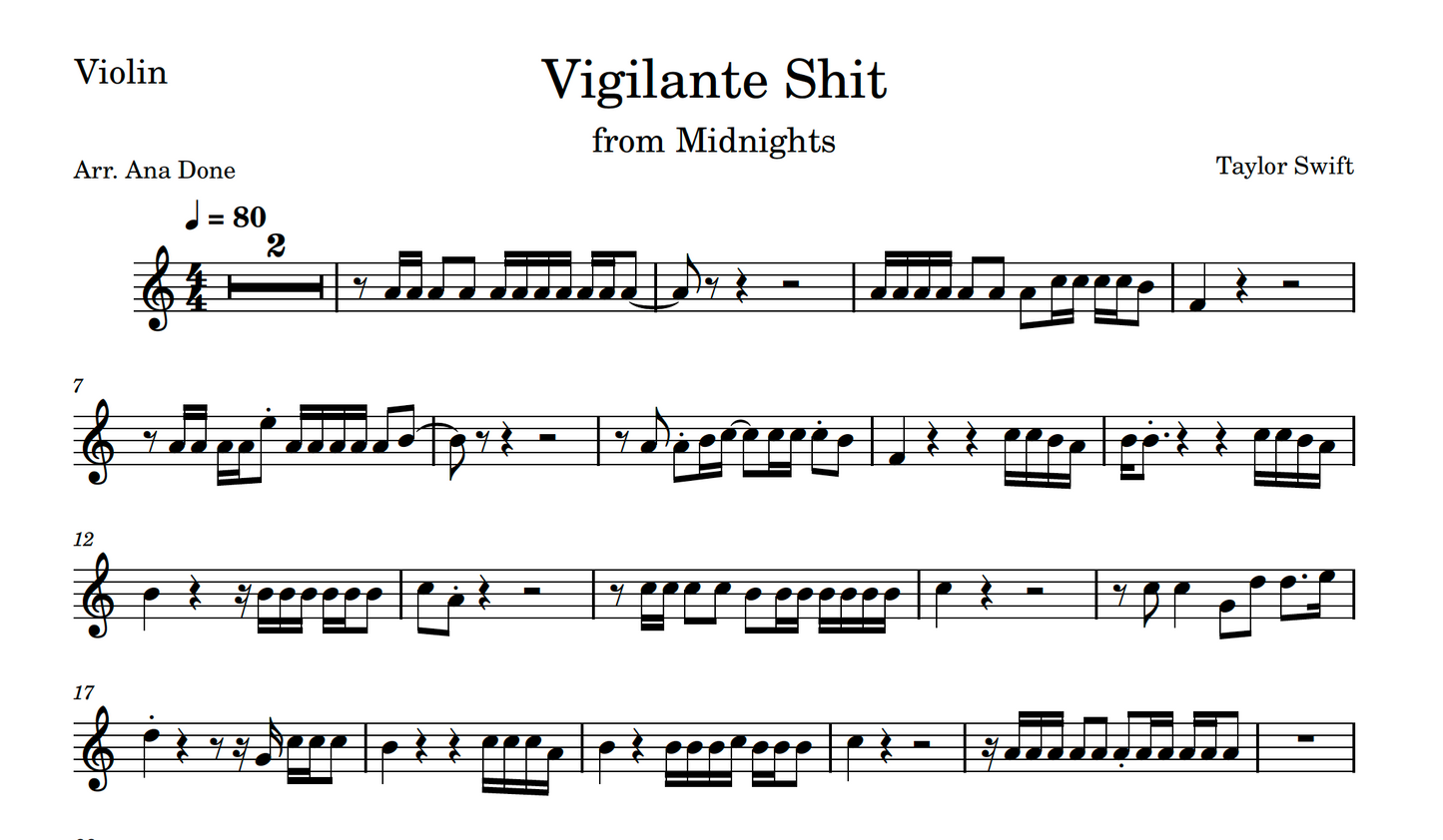 Vigilante Shit (Violin Sheet Music)