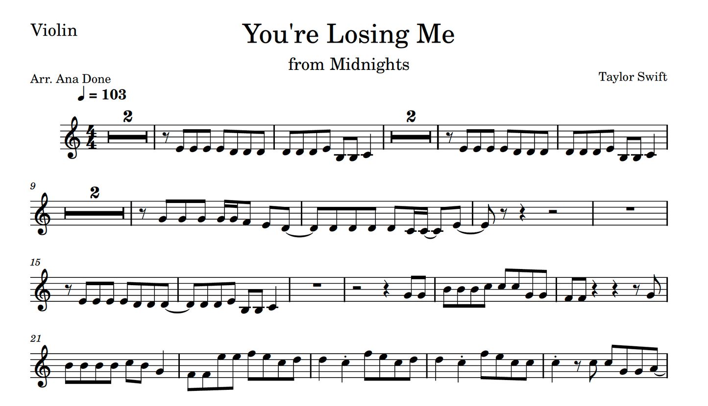 You're Losing Me (Violin Sheet Music)